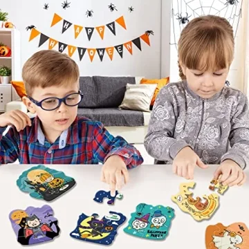 Halloween Jigsaw Puzzles 24 Pack for Kids Trick or Treat Gift