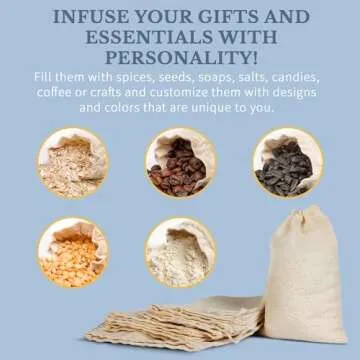 Celestial Gifts Muslin Bags 50pcs 4x6, 100% Cotton Drawstring Bags for Party Favors and Spice Bags - Made in USA (Natural Hem & Drawstring)