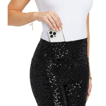 Festive Black Sequin High Waisted Leggings by Tipsy Elves