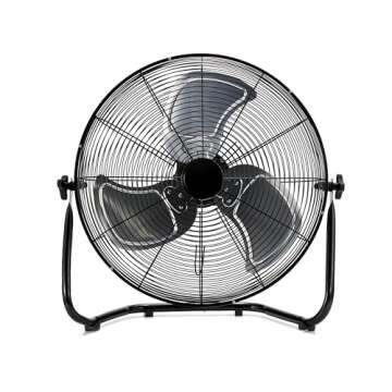 Amazon Basics Standing, Industrial Floor Fan, 18-Inch High-Velocity, 3 Speeds, Metal Construction and Aluminum Blades, 100W, 8.27"D x 21.85"W x 21.5"H, Black
