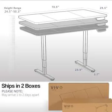 VIVO 71 inch Sit Stand Desk with Dual Motor Adjustment