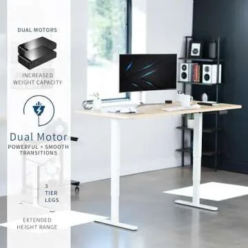VIVO 71 inch Sit Stand Desk with Dual Motor Adjustment
