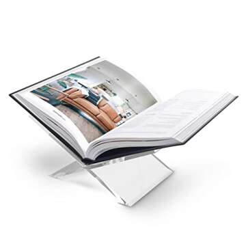 Acrylic Book Stand - Clear Open Book Display Stand – Magazine and Book Holder- for Recipe Cookbook...