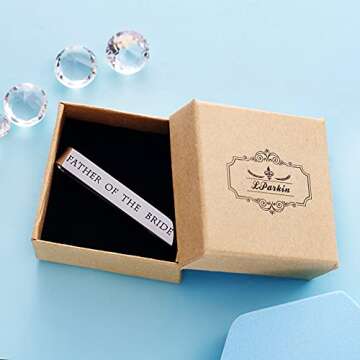 Father of the Bride Gifts Wedding Tie Clips Gifts for Groomsmen From the Bride Stainless Steel Tie Bars Polished Finish 3/8 Inch Wide 2 Inches Long