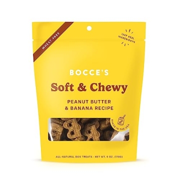 Bocce's Bakery Oven Baked PB & Banana Recipe Treats for Dogs, Wheat-Free Everyday Dog Treats, Real I...