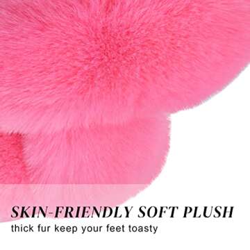 Parlovable Women's Cross Band Slippers Fuzzy Soft House Slippers Plush Furry Warm Cozy Open Toe Fluf...