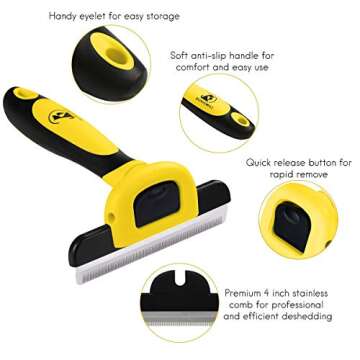 Pet Grooming Brush Effectively Reduces Shedding by up to 95% Professional Deshedding Tool for Dogs and Cats …