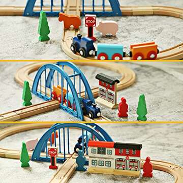 SainSmart Jr. Wooden Train Set for Creative Toddlers
