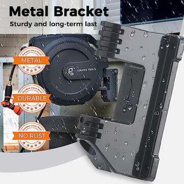Giraffe Tools AW405/8MB Retractable Garden Hose Reel 5/8" x 90 ft - Durable Metal Bracket, Heavy Dut...