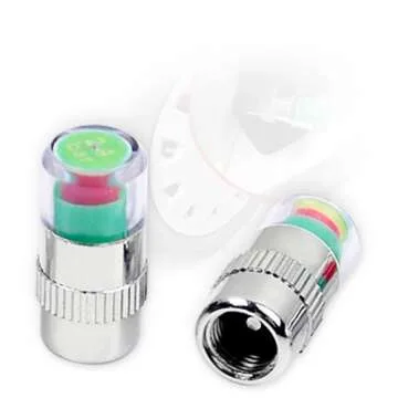 iSaddle New Car Tire Pressure Monitor Valve Cap w/Sensor Indicator 3 Color Eye Alert 4Pcs