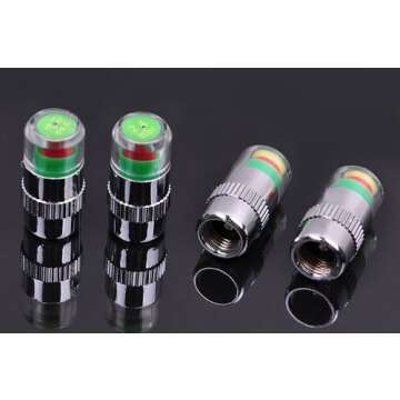 iSaddle New Car Tire Pressure Monitor Valve Cap w/Sensor Indicator 3 Color Eye Alert 4Pcs