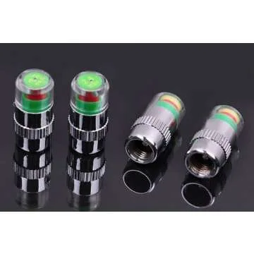 iSaddle New Car Tire Pressure Monitor Valve Cap w/Sensor Indicator 3 Color Eye Alert 4Pcs