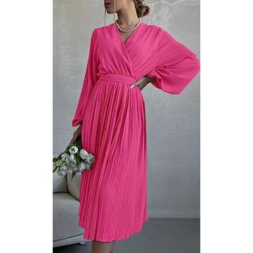 Stylish PRETTYGARDEN Women's Spring Midi Dress: Rose Red