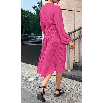 Stylish PRETTYGARDEN Women's Spring Midi Dress: Rose Red