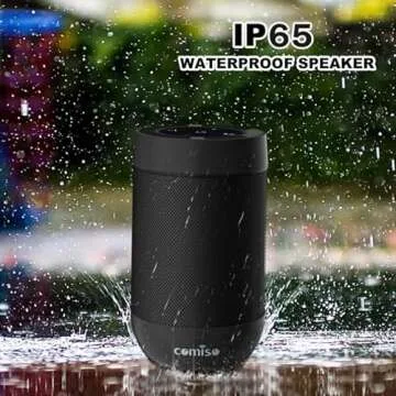 comiso Bluetooth Speaker,5.3 Bluetooth Speakers Wireless,TWS Stereo Pairing,Built in Mic,360 HDSound,IP65 Waterproof Speaker,Support TF Card, for Home/Party/Outdoor/Beach, Gift for Men/Women-Black