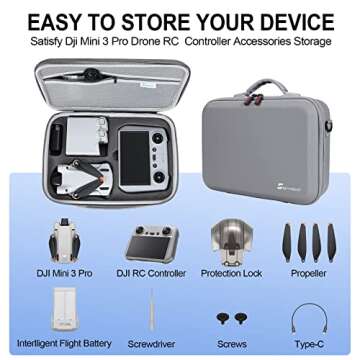 Skyreat Mini 3 / Mini 3 Pro RC Case, Portable PU Leather Storage Shoulder Bag for DJI Mini 3 Pro Acc...