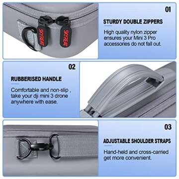 Skyreat Mini 3 / Mini 3 Pro RC Case, Portable PU Leather Storage Shoulder Bag for DJI Mini 3 Pro Accessories