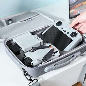 Skyreat Mini 3 / Mini 3 Pro RC Case, Portable PU Leather Storage Shoulder Bag for DJI Mini 3 Pro Accessories