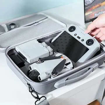 Skyreat Mini 3 / Mini 3 Pro RC Case, Portable PU Leather Storage Shoulder Bag for DJI Mini 3 Pro Accessories