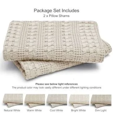 PHF 100% Cotton Waffle Pillow Shams - Luxurious Bedding