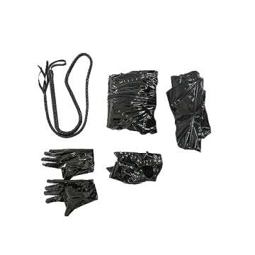 miccostumes Women's Fullbody Black Catsuit Halloween Cosplay Deluxe Costume Whip Zipper Patch(women m)