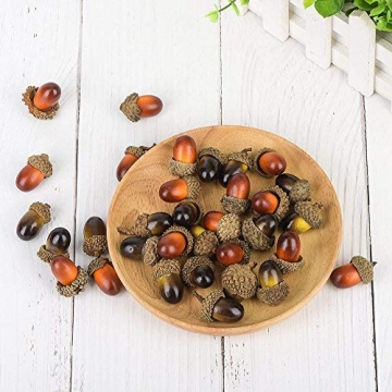 Realistic 100 Pcs Artificial Acorns for Crafts and Decor