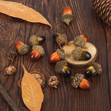 Realistic 100 Pcs Artificial Acorns for Crafts and Decor