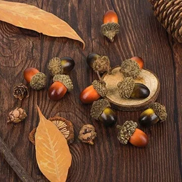 Realistic 100 Pcs Artificial Acorns for Crafts and Decor