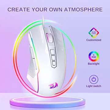 Redragon RGB Backlit Gaming Mouse - 8000 DPI, 9 Programmable Buttons, Fire Button for Windows/Mac - ...