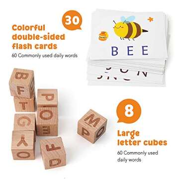 Coogam Spelling Games, Wooden Matching Letters Toy with Flash Cards Words, Montessori ABC Alphabet L...