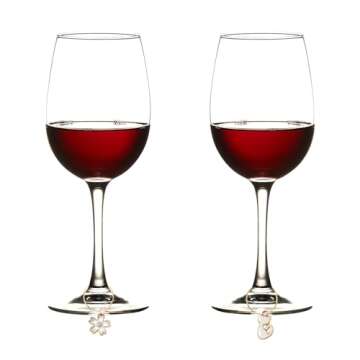 30 Pieces Wine Glass Charms Funny Wine Glass Markers Wine Charms for Glasses Wine Glasses Identifier Drink Markers Wine Glass Tags for Wine Party Decorations (White)