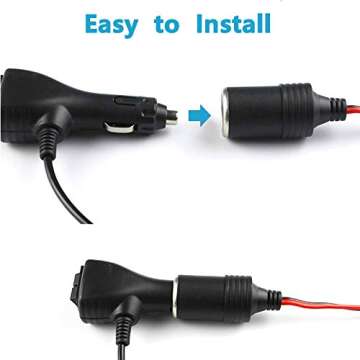Car Charger Power Cigarette Lighter Female Socket Cable Plug Adapter, DFsuccesCar Cigarette Lighter Splitter Plug, Cigarette Lighter Female Socket Sable DC 12V / 24V Car Charger