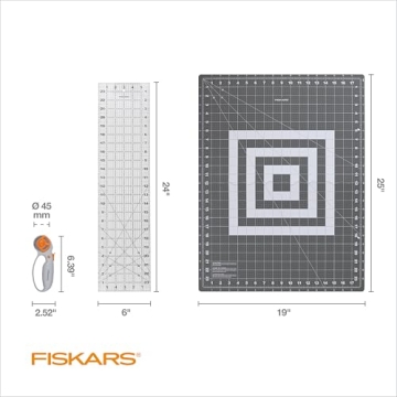 Fiskars Rotary Cutter 3-Piece Set for Seamless Fabric Cutting