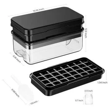 Ice Cube Tray with Lid and Bin, PHINOX 64 pcs Ice Trays for Freezer, Ice Cube Trays for Freezer with...