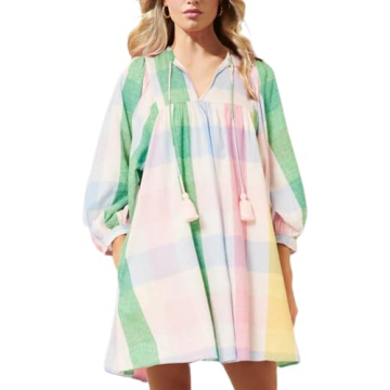 Boho Summer Floral Sundresses Y2k T-Shirt Mini Dresses for Women 2024 Casual Flowy Puff Sleeve Beach...