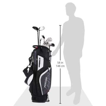 Precise M5 Men's Complete Golf Clubs Package Set Includes Titanium Driver, S.S. Fairway, S.S. Hybrid, S.S. 5-PW Irons, Putter, Stand Bag, 3 H/C's
