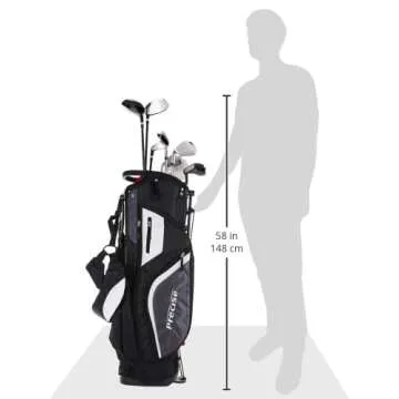 Precise M5 Men's Complete Golf Clubs Package Set Includes Titanium Driver, S.S. Fairway, S.S. Hybrid, S.S. 5-PW Irons, Putter, Stand Bag, 3 H/C's