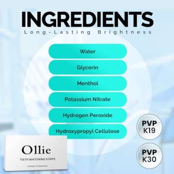 Ollie Teeth Whintening Strips 24 Strips, 12 Treatments, Includes Shade Guide to Track Progress, Super Sticky Non - Sensitive White Strips for Teeth Whitening