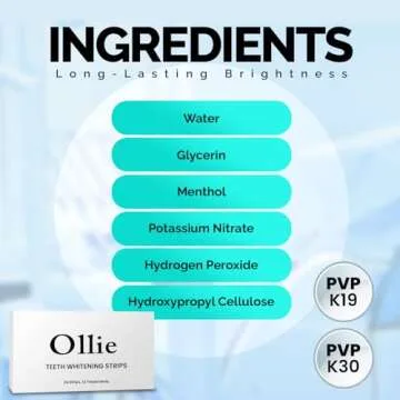 Ollie Teeth Whintening Strips 24 Strips, 12 Treatments, Includes Shade Guide to Track Progress, Super Sticky Non - Sensitive White Strips for Teeth Whitening