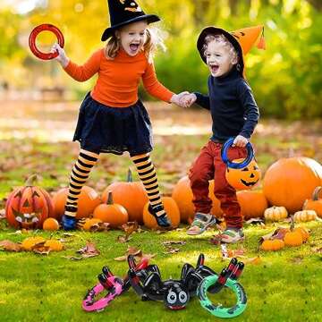 Libima 5 Sets Halloween Trunk or Treat Car Decoration Kit Spider Face Trunk or Treat Kit Halloween Inflatable Spiders Ring Toss Game Set Pumpkin Goody Bucket Spiderweb Backdrop for Party Supplies Gift