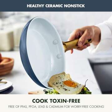 GreenPan Reserve 8” 10” and 12” Induction Suitable Frying Pan Set, Ceramic Nonstick Hard Anodi...