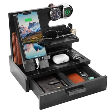 ZAPUVO Men Gifts for Dad Husband Him Valentine's Day from Daughter Son Wife, Wood Phone Docking Stat...