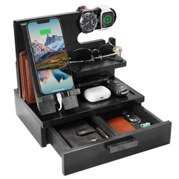 ZAPUVO Men Gifts for Dad Husband Him Valentine's Day from Daughter Son Wife, Wood Phone Docking Stat...