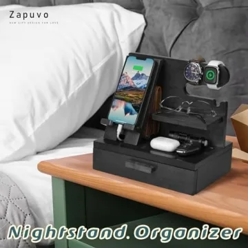 ZAPUVO Wood Phone Docking Station for Men Gifts
