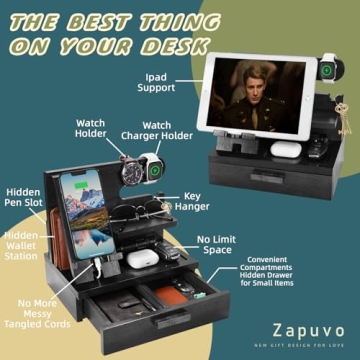 ZAPUVO Wood Phone Docking Station for Men Gifts