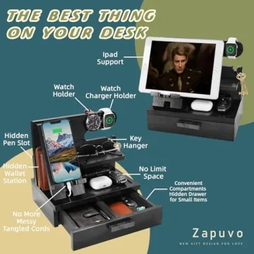 ZAPUVO Wood Phone Docking Station for Men Gifts