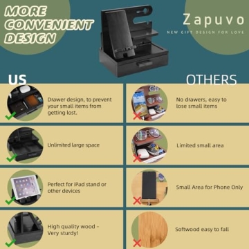 ZAPUVO Wood Phone Docking Station for Men Gifts