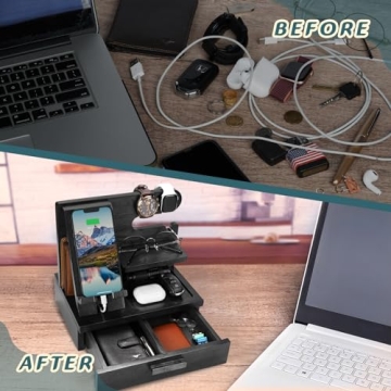 ZAPUVO Wood Phone Docking Station for Men Gifts