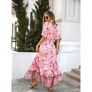 R.Vivimos Women's Summer Floral Midi Dress in Pink