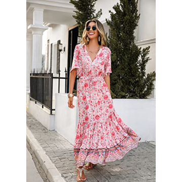 R.Vivimos Women's Summer Floral Midi Dress in Pink